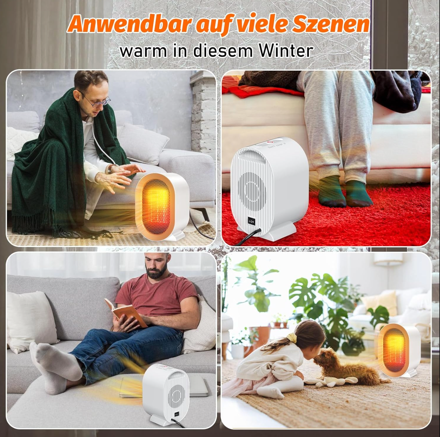 Heizlüfter Energiesparend, PTC-Heizlüfter Leise Keramik Heizung Einstellbare Konstante Temperatur